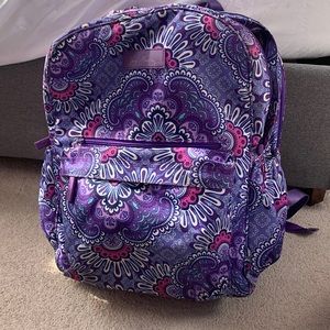 Vera Bradley large backpack.Two main pockets with zippers and one laptop pocket
